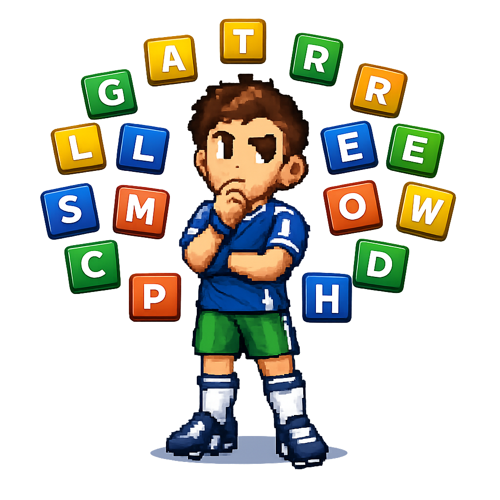 Jogador pensando com letras flutuando