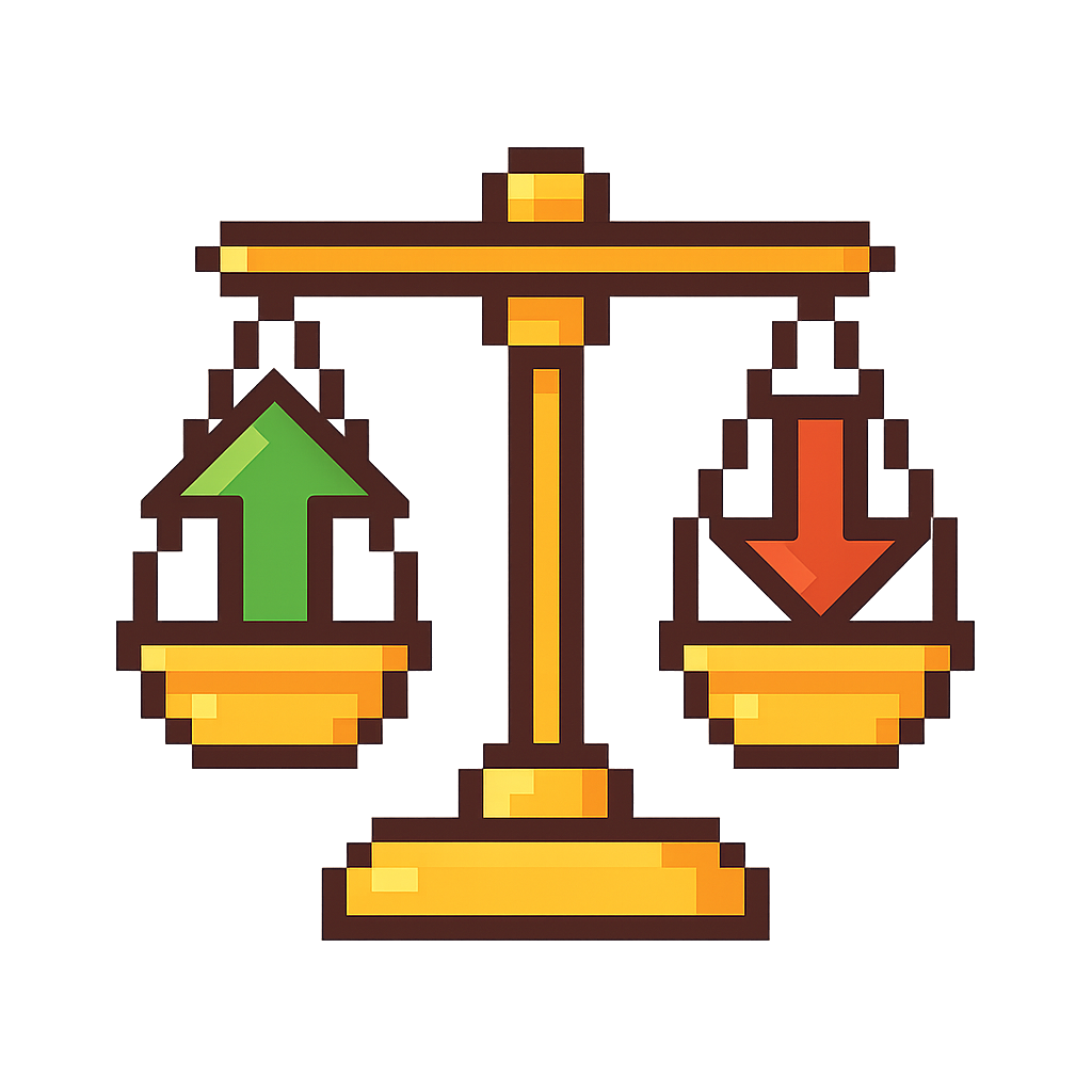 Balança com setas para cima e para baixo